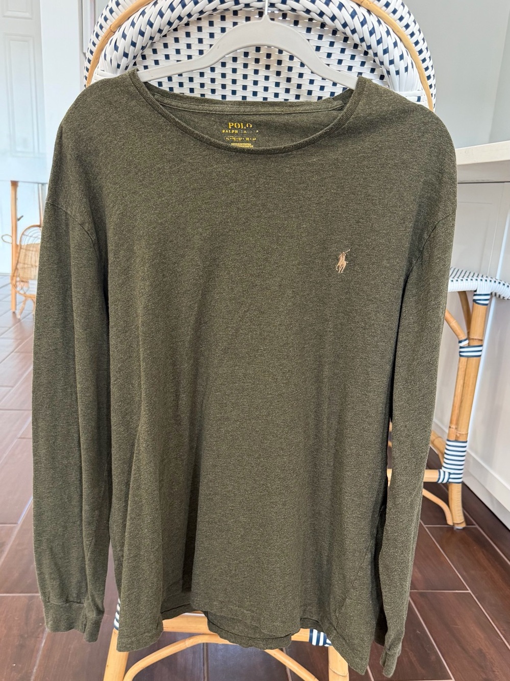 Polo Ralph Lauren Men's XL Olive Green Long Sleeve Crewneck T-Shirt Pony Logo